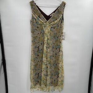 Jonathan Martin Womens‎ Washable Silk Dress Size 12 Forest Fairy Grunge Yellow